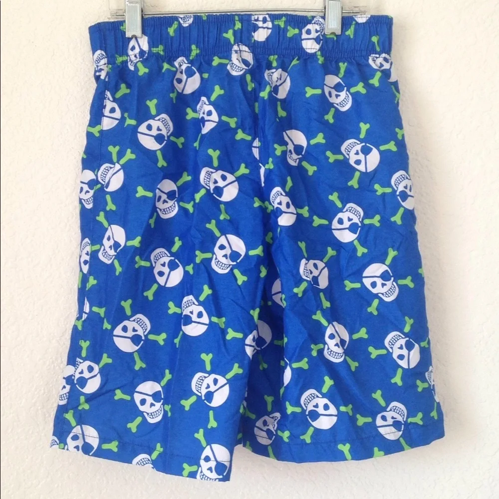 FINAL MARKDOWN Boy's OP Pirate Skull & Crossbones Swim Trunks lrg